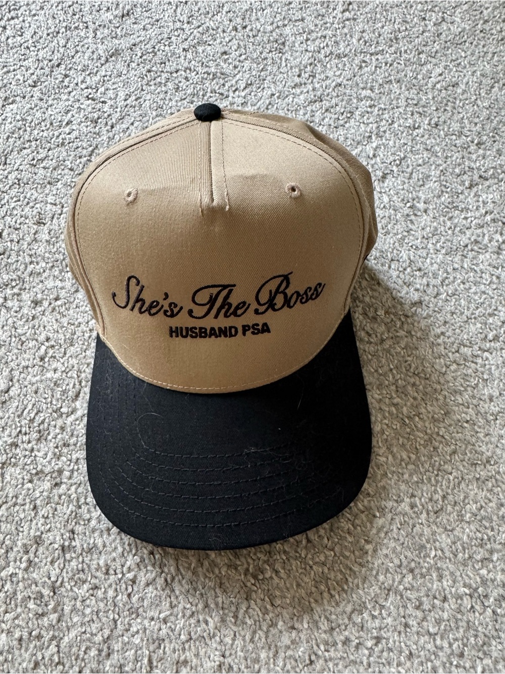 She's The Boss Two-Tone Trucker Hat - Tan & Black